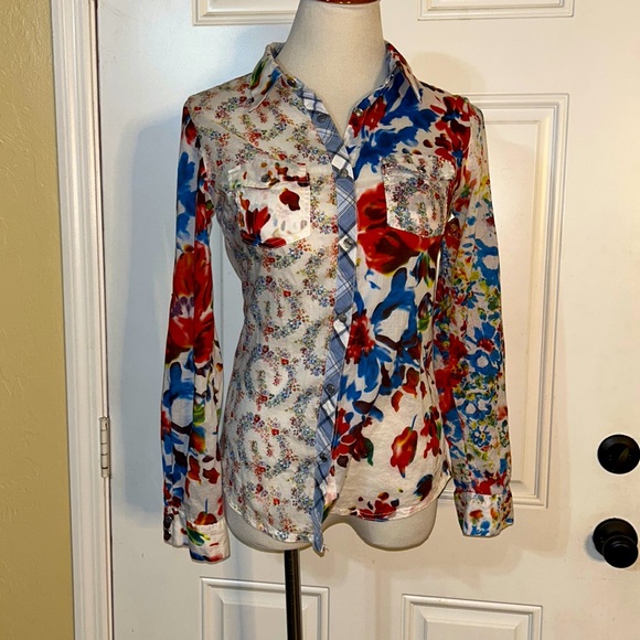Desigual Tops Light Weight And Sheer Snap Button Blouse